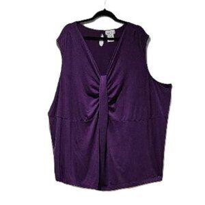 PURPLE BABYDOLL V-NECK DRAPED SINGLE PLEAT TANK   4x   TOP  FALL RELAXED FIT
